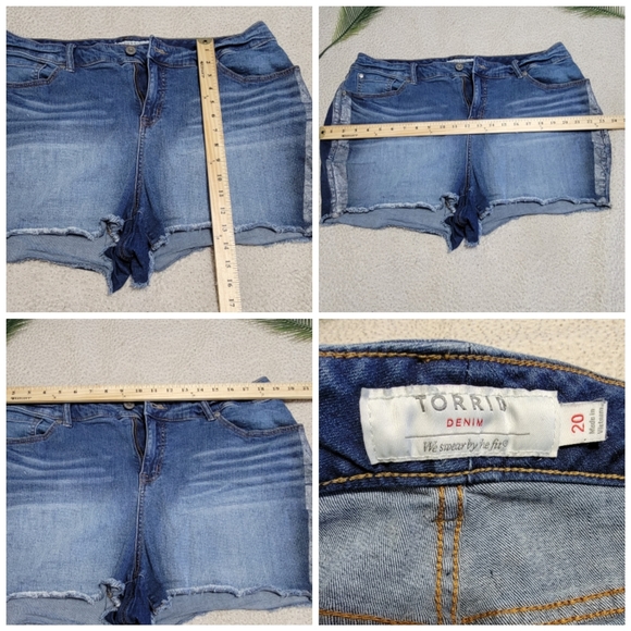 Torrid Denim Silver Stripe Raw Hem Jean Shorts 20 - Picture 7 of 9
